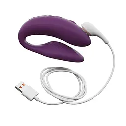 Смарт-вібратор для пар We-Vibe Chorus Purple, сенсорне керування вібраціями стисненням пульта - мініатюра 5