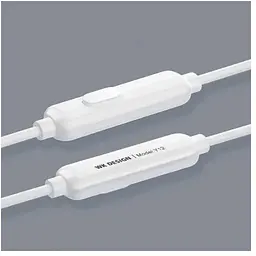 Дротові навушники WK Y12 3.5 mm 1.2 m вкладиші з мікрофоном White - мініатюра 2