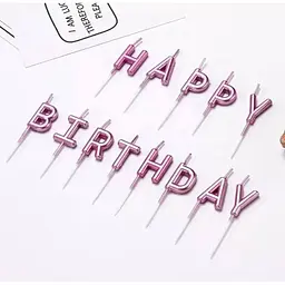 Свічки для торта "Happy Birthday" набір букв рожеві, декоративні свічки напис для дня народження, святкові свічки букви