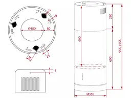 Витяжка декоративна Perfelli CENTRO 35PEX INOX - мініатюра 8