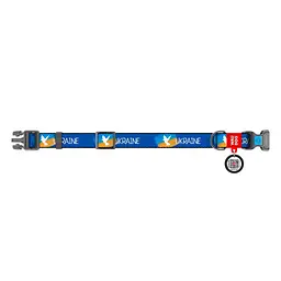 Нашийник для собак Waudog нейлоновий з QR паспортом малюнок Прапор пластиковий фастекс розмір M - мініатюра 2