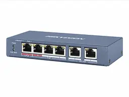 Комутатор Hikvision PoE DS-3E0106HP-E 4x10/100 PoE 2хRJ45 Uplink 145х68.45х25.6 мм Black