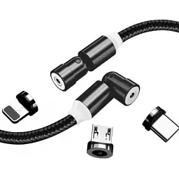 Дата кабель USB 2.0 AM to Lightning + Micro 5P + USB-C 1.0m Magnetic Ro ColorWay (CW-CBUU037-BK) - мініатюра 2