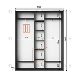 Шафа-купе Idea серія 2 190 x 45 x 240 см Антрацит Дзеркало - мініатюра 2