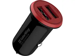 Автомобільний зарядний пристрій ColorWay 2USB AUTO ID 3.4 A (17 W) Red/Black (CW-CHA026-BK) - мініатюра 2
