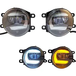 Протитуманні LED Фари круглі / Лінза з ДХО та поворотом / D87мм / 10-30V / 10W / 7000K / 2 шт.