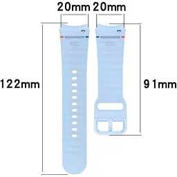 Силіконовий ремінець BeCover Ribbed Tape для Samsung Galaxy Watch (20 mm) 3 41 mm/4 40mm-44mm/5 40-44mm/6 40-44mm/7 40-44mm Lite Blue (712044) - мініатюра 4