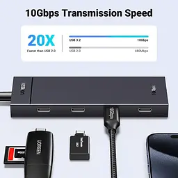 USB-Хаб Ugreen CM806 USB-C to 4xUSB-C 3.2 Gen2 Black (35584) - мініатюра 7