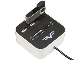 Мультипортовий адаптер Frime 3хUSB2.0 Hub + Card Reader All-in-One White (FHC-ALLINONE3P2W) - мініатюра 2