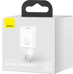 Зарядний пристрій Baseus Super Si Quick Charger USB-C 20W Sets EU White - мініатюра 5