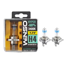 Лампа галогенна WINSO 12V H4 HYPER 60-55W P43t-38 SET 712430