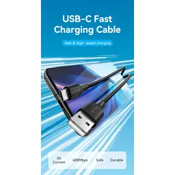 Дата кабель USB 2.0 AM to USB-C 1.5m 3A 18W PVC black Vention (CTHBG) - мініатюра 2