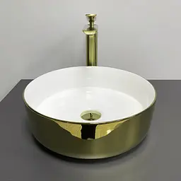 Умивальник VBI Prato gold white накладний VBI-011415, Золотий - мініатюра 4