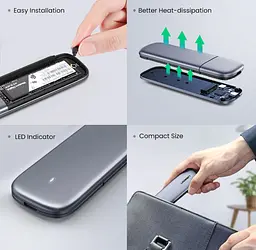 Кишень для жорсткого диска ноутбука зовнішній UGREEN CM238 M.2 Portable SSD Enclosure 6Gbps 60355 Зовнішній корпус - мініатюра 3