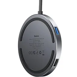 Бездротовий зарядний пристрій Baseus Circular Xiaomirror Wireless Charger Hub Type-C to USB3.0+USB2.0 Type-C WXJMY-0G - мініатюра 3