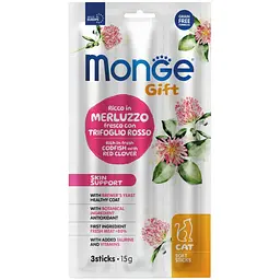 Ласощі для котів Monge Gift Cat Skin support, тріска з червоною конюшиною, 15 г (70085274)