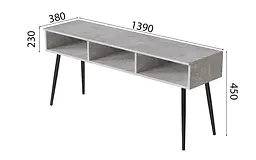 Тумба під телевізор Кентуккі Ferrum-decor 45x139x38 Чорний метал ДСП Бетон 16 мм (FRD-106727) - мініатюра 5
