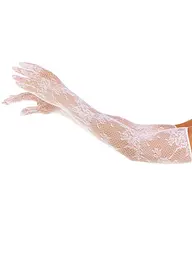 Рукавички Leg Avenue Lace Opera Length Gloves, One Size, білі, вище ліктя