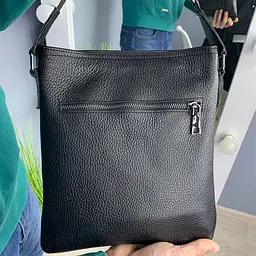Сумка чоловіча шкіряна Handycover S106 чорна кроссбоді з кишенею - мініатюра 8