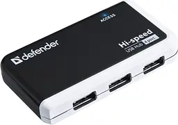 USB Hub Defender Quadro Infix 4-port USB2.0 пасивний, чорно-білий