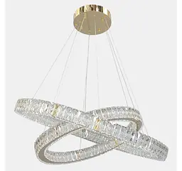 Золота кришталева LED люстра з двох переплетених каблучок Artlight 8219-70+50GD - мініатюра 3