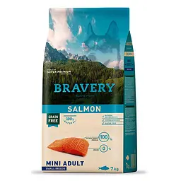 Сухий корм для собак дрібних порід BRAVERY Salmon Mini Adult з лососем 7 кг