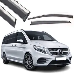 Дефлектори вікон вітровики Benke для Mercedes-Benz Vito W447 2014- Молдинг Нержавіюча сталь 3D (BBZVT1723-W/S)