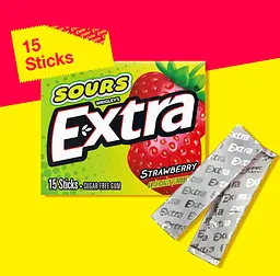 Жувальна гумка Extra Sours Strawberry Sugar Free Chewing Gum 15 стіків - мініатюра 2