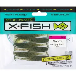 Силікон X-Fish Minnox 3" Olive Black Flake (6шт/уп) - мініатюра 2