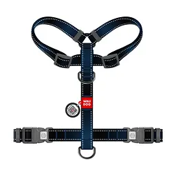 Шлея для собак WAUDOG Nylon Mono анатомічна H-подібна з QR паспортом, пластиковий фастекс, XL чорна (54591) - мініатюра 3