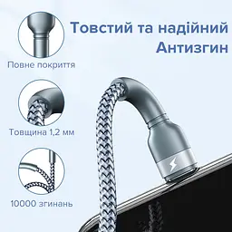 Дата кабель для заряджання REMAX RC-124a USB 2.0 — Type-C 2.4A (1м) Срібний - мініатюра 5