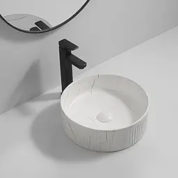 Умивальник накладний Mixxus Premium Wave-0102 marble 370x370x130 мм MP6528, Мармур - мініатюра 5
