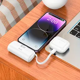 Акумулятор зовнішній із вбудованим кабелем Hoco J116 Pro Pocket Lightning вихід 5000mAh - мініатюра 6