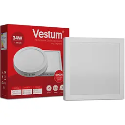 Квадратний світлодіодний світильник Vestum накладний 24W 6000K 220V 1-VS-5404 - мініатюра 2
