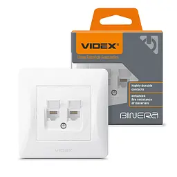 Розетка CAT6+CAT6 подвійна комп'ютерна біла VIDEX BINERA VIDEX (25082-000)