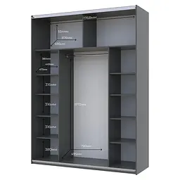 Шафа-купе Doros G-Caiser Графіт 2 Дзеркала 180х60х240 (42005012) - мініатюра 4