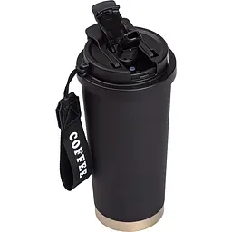 Термочашка Coffee 500 мл з ремінцем, чорний Yiwu HP-14-17B - мініатюра 2