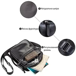Сумка чоловіча SHVIGEL 11088 шкіряна чорна - мініатюра 4