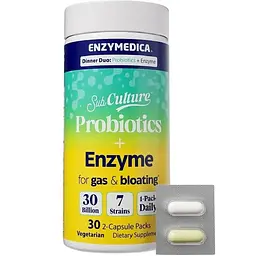 Пробіотики з ферментами від здуття живота Enzymedica Probiotics and Enzyme for Gas & Bloating 30 вегетаріанських капсул