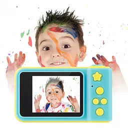 Дитячий цифровий фотоапарат фотокамера Smart Kids Camera V7 жовто-блакитний - мініатюра 2