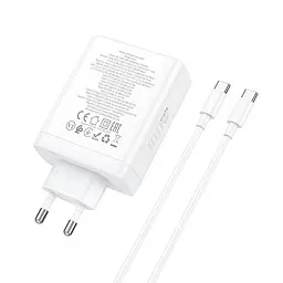 Адаптер мережевий Hoco N31 Leader four-port (3C1A) fast charger set + Type-C to Type-C кабель - мініатюра 5