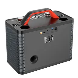 Портативна акустика Hoco BS57 Jenny Dual Mic Wireless Karaoke караоке система 2 мікрофони чорна - мініатюра 4