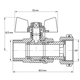 Кран з накидною гайкою Koer 3/4" ГШМ газ KR.220.G KR0167 - мініатюра 2