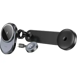 Автотримач із бездротовою зарядкою Hoco HW28 Excelso 2-in-1 Black/Gray (630566) [151327] - мініатюра 6