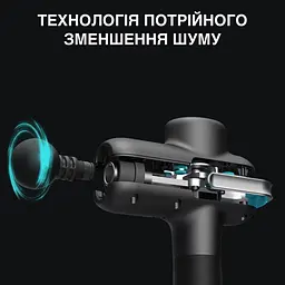 Перкусійний масажний пістолет Lightsaber Booster U1 М'язовий масажер (6 насадок) 2500 мАг Чорний - мініатюра 4