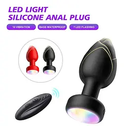Анальна пробка, що світиться, з вібрацією та ПУ Light Anal Plug 3,5*9 см чорний - мініатюра 10