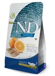 Сухий беззерновий корм Farmina Cat Grain Free N&D Ocean Neutered Adult Herring & Orange для дорослих котів з оселедцем 300