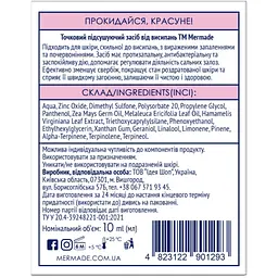 Сироватка для обличчя Mermade Zinc Oxide & Tea Tree Oil Точковий підсушуючий засіб від висипань 10 мл (4823122901293)