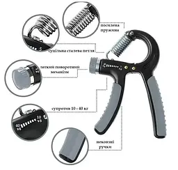 Еспандер кистьовий PowerPlay PP-4323 з регульованим навантаженням 10-40 кг Strength Grip Чорно-жовтий (PP_4323_Bl/Yellow) - мініатюра 7