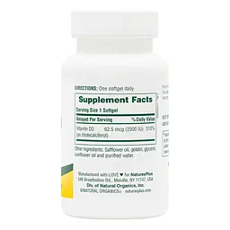 Вітаміни та мінерали Natures Plus Vitamin D3 2500 IU 90 капсул - мініатюра 2
